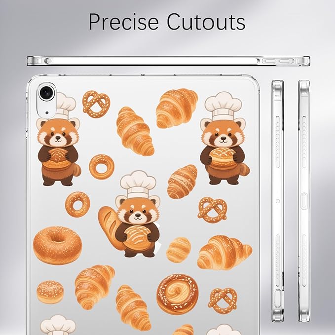 for iPad Air 13 (M3) 2025/ (M2) 2024Red Panda Pastry Chef Crystal Clear CaseSlim Lightweight Anti-Scratch Soft TPU Bumper Hard Acrylic Back Cover for Women