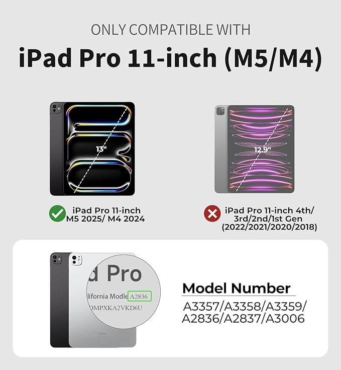 Dexnor for iPad Pro 11 inch Case M5 2025/M4 2024 Rugged Protective Case with 360° Rotating Hand Strap &amp Large Steady Stand &amp Screen Protector &amp Pencil Holder Shockproof Full-Body Bumper C