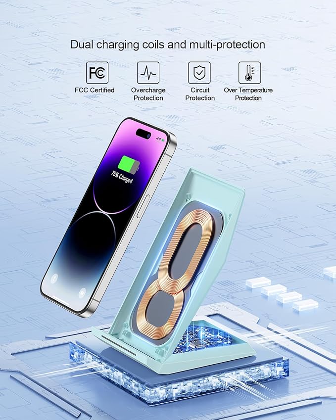 NANAMI Fast Wireless Charger Charging Stand[with 20W PD Charger] Compatible with iPhone 17/16/15/14/13/12/12 Desktop Charger Stand for Samsung Galaxy S26/S26+/S25/S25+/S25 Ultra/S24/S23/S22/S21/S20