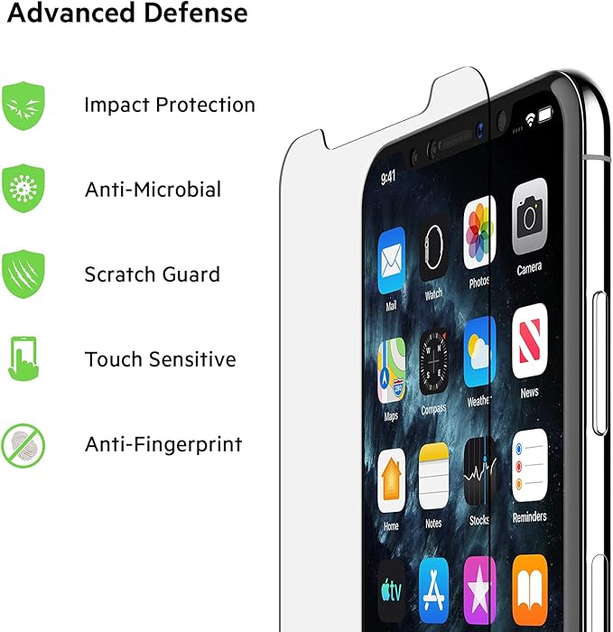 Belkin Screen Protector for Apple iPhone 11 Pro Max or iPhone XS Max with Antimicrobial-Treated and Included Easy Align Tray for Simple Bubble Free Installation ScreenForce TemperedGlass