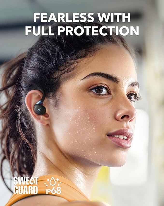 Soundcore Sport X20 by Anker True-Wireless Workout Earbuds Rotatable and Extendable Ear Hooks Noise Cancelling Deep Bass IP68 Waterproof Sweatproof Dustproof 48H Play Sport Earbuds for Gym