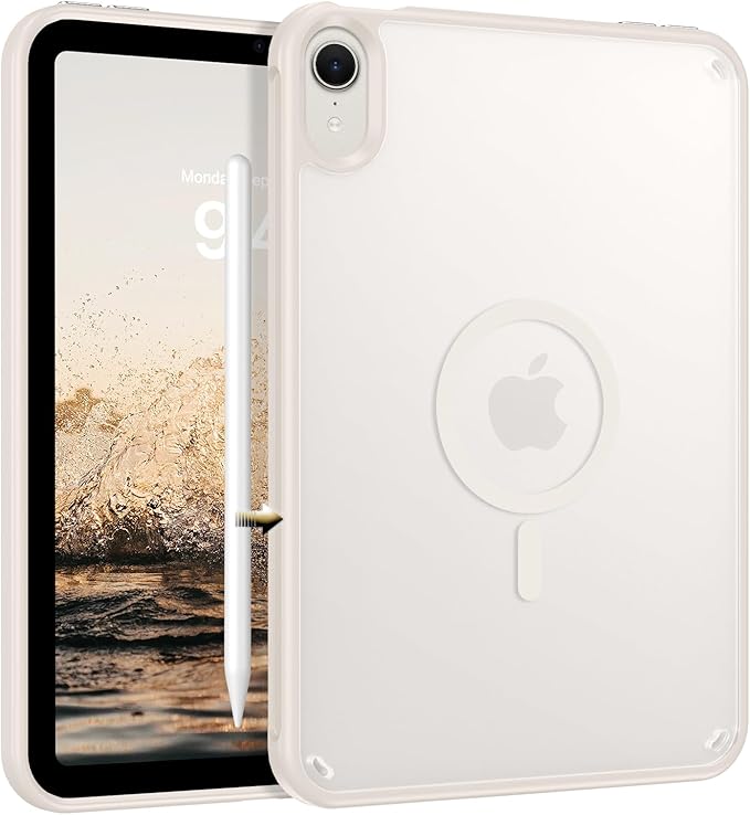BENTOBEN for iPad Mini7 (A17 Pro) Case iPad mini 7th /6th Generation Magnetic Case (2024/2021) Translucent Matte Back Shock and Drop Protection Cover for iPad mini7/Mini6 8.3 Off-White