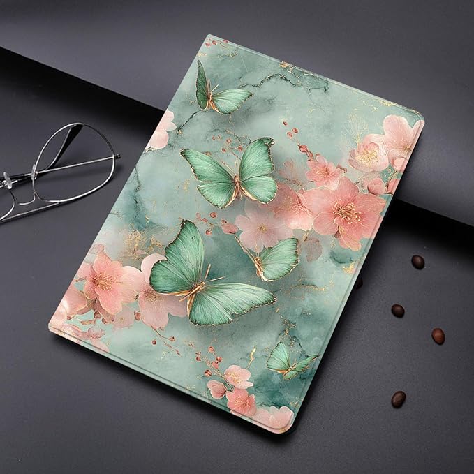 Green Butterfly Pink Flower