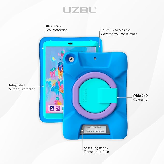 UZBL Cushy Kids Case for 2025 iPad 11th Gen A16 &amp 10th Gen 2022 10.9-inch - Built-in Screen Protector and Kickstand (10-Pack)