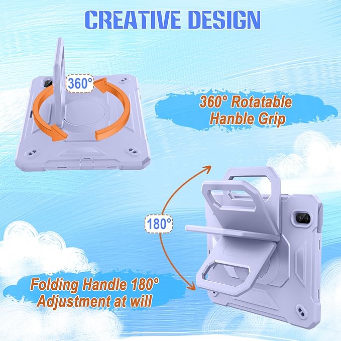 KCJ for iPad Air 11 Inch Case M3 2025 7th Generation &amp M2 2024 6th Generation with Tempered Glass Screen ProtectorRugged Protective Case with Folding Stand/Pencil Holder/Shoulder Strap