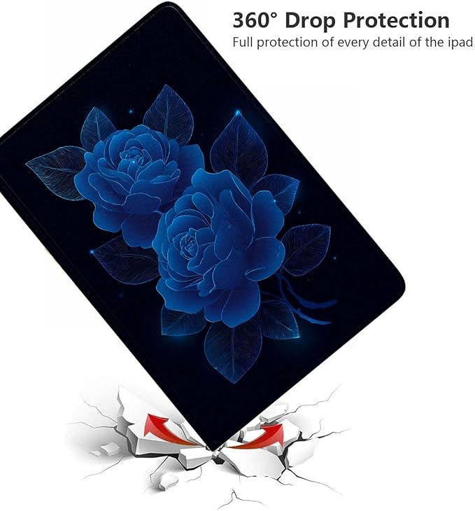 Case for Samsung Galaxy Tab A11 / Tab A9 8.7-Inch 2025/2023Slim Protective LeatherAuto Wake/SleepAdjustable Viewing Angle Stand.Blue Rose