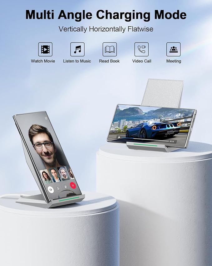 NANAMI Fast Wireless Charger Charging Stand[with 20W PD Adapter] 7.5W Compatible with iPhone 17/17 Air/16/15/14/13/12 10W for Samsung Galaxy S26/S26+/S26 Ultra/S25/S25 Ultra/S24/S23/S22/S21/S20