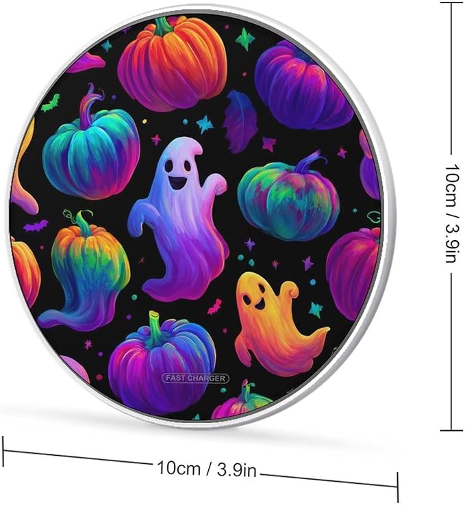 Ghosts Pumpkins Glowing Halloween Phone Charger Magnetic Charging Pad Anti-Slip with USB Cable