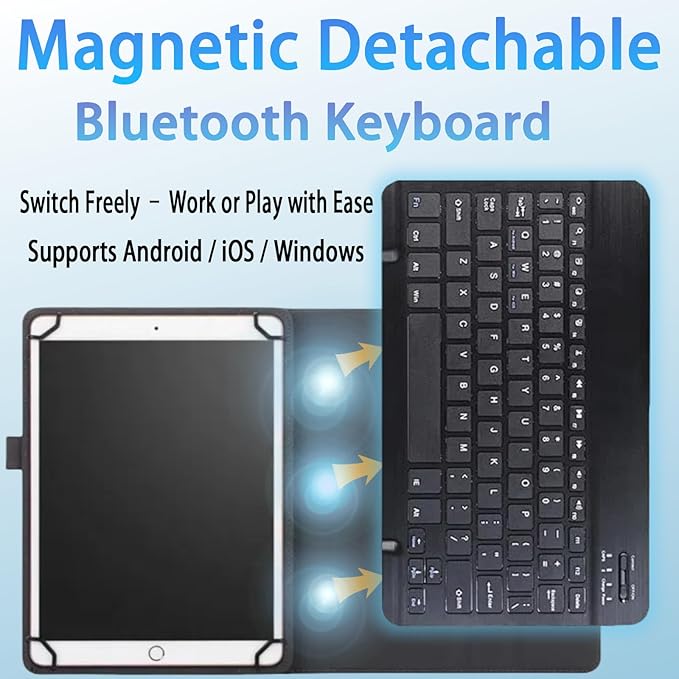 Case for T-Mobile REVVL Tab 2 10.1 Tablet 2025 – 2-in-1 Keyboard Folio with Pen Holder Corner Protection Adjustable Viewing Angles(Blue)