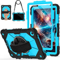 for Samsung Galaxy Tab A11 Plus/A11+ Case 2025 11 Inch Galaxy Tab A9+ Case 2023 Rugged Samsung A11+ Tablet Cover with 360 Rotating Stand Hand Strap Shoulder Strap Screen Protector BlackBlue