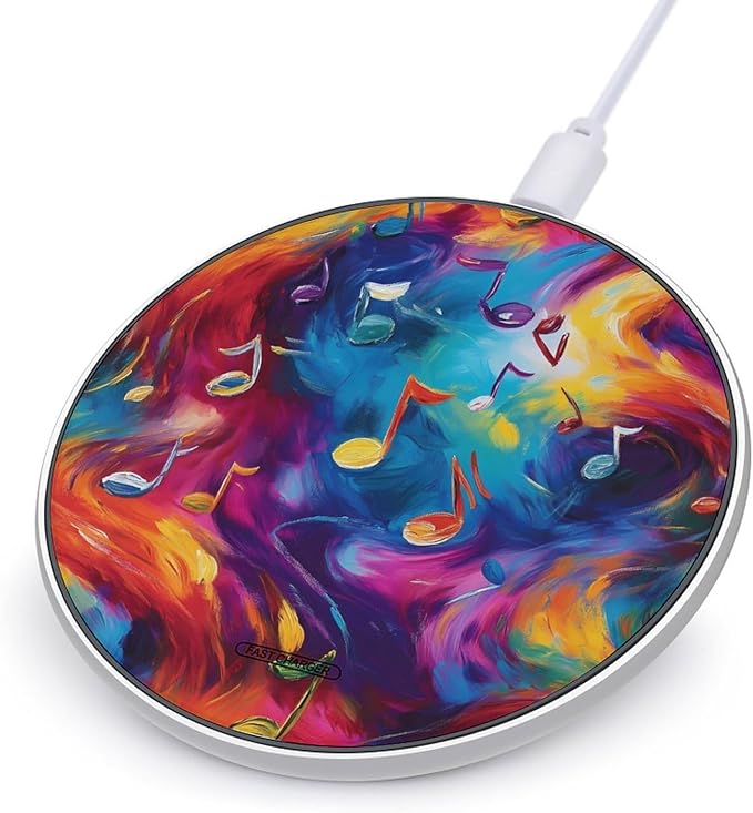 Colorful Music Notes Graffiti Phone Charger Magnetic Charging Pad Anti-Slip with USB Cable