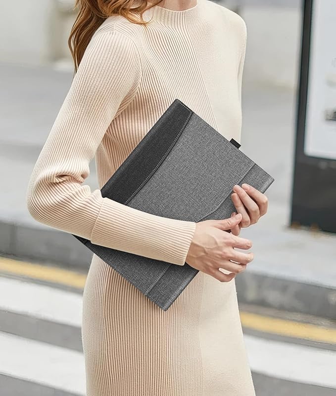 FINTIE Protective Case for Microsoft Surface Pro 12 Inch (2025) Multi-Angle Viewing Portfolio Business TPU Back Cover with Pocket &amp Stylus Holder Compatible with Type Cover Keyboard (Gray)