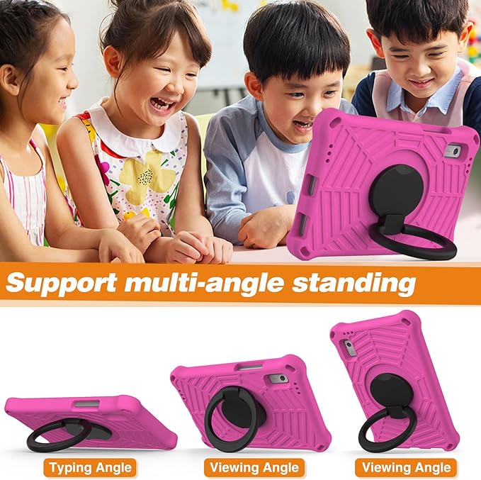 Compatible with Lenovo Tab M9 9.0 inch (TB-310FU) 2023 Case Tablet for Kids Light Weight EVA Rugged Shockproof Full Cover 360 Rotating Handle Stand Case (Rose Red)