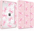 DONGKE for iPad 9th/8th/7th Generation Case 10.2 Inch (2021/2020/2019) [Auto Sleep/Wake &amp Pencil Holder] Clear Acrylic Back Trifold Stand Cover Gingham Bows