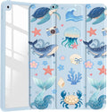 Cartoon Sea Turtle for iPad Air 11 M3(2025)/M2(2024)iPad Air 5th/4th Gen 10.9 Kawaii Animal Clear Hard Back Hybrid Casewith Pencil Holder Trifold Stand Tablet Cover for Women