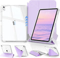 JKSML Case for iPad (A16) 11th/10th Gen with 8+ Viewing Angles DIY Detachable Sliding Cover Fully Clear Hard Back Shell Solid Y-fold Stand Pencil Holder for iPad 10.9 (2022)/ 11 (2025)-Purple-1