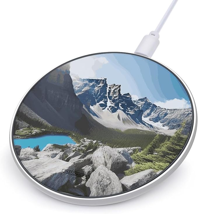 Mountains Wireless Charger Fast Wireless Charging Pad with USB Cable 10W Anti-Slip Magnetic Wireless Charger Portable Slim Charger Puck Travel Charging Station
