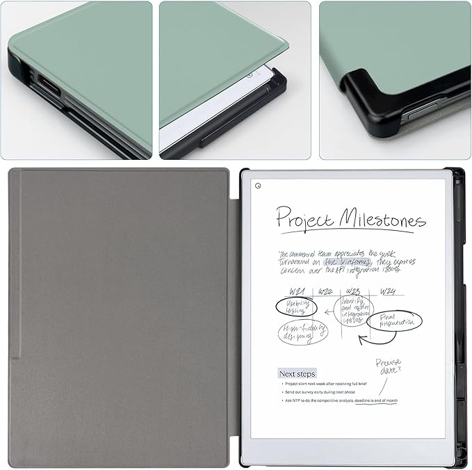 Case for Remarkable Paper Pro Tablet 11.8 (Released in 2024) Hard Back Shell Protective Book Folio Cover with Built-in Pen Holder with Auto Sleep/Wake Function.