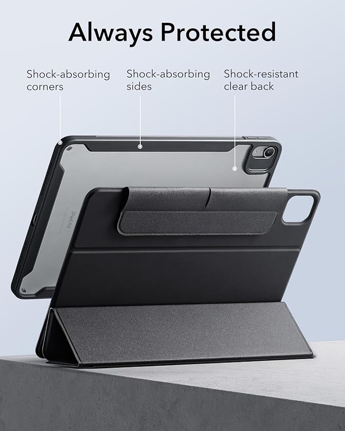 ESR for iPad Air 11 Inch Case M4/M3/M2 (2026/2025/2024) iPad Air 5th/4th Gen Case (2022/2020) 10.9 Inch with Pencil Holder Removable Magnetic Cover Vertical Stand Rebound 360 Series Black