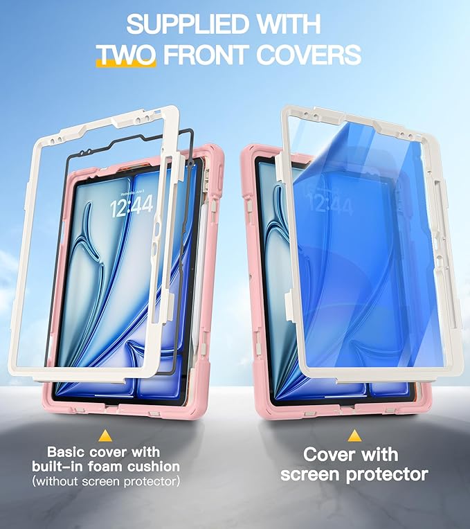 BRAECN Case for iPad Air 13 Inch 2026(M4)/2025(M3)/2024(M2) &amp iPad Pro 12.9''(2022/2021/2020/2018) Full-Body Protection Screen Protector Pencil Holder 360° Rotating Handle Kicktand Kids Friendly
