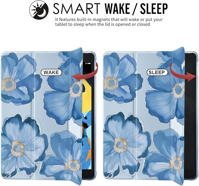 JOYLAND for iPad (A16) 11th Gen 11 Inch 2025/iPad 10th Generation Case 10.9 inch 2022 with Pencil Holder-Auto Wake/SleepBlue Floral Pattern Anti-Scratch Shockproof Premium Folio Stand CaseBlue