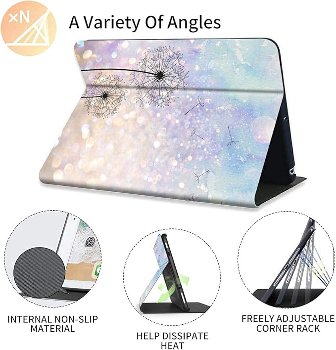 Case for All Amazon Kindle Fire 7 Tablet (9th/7th/5th Generation 2019/2017/2015 Version) Multi-Angle Anti Slide Folio Stand Smart Cover for Amazon Kindle Fire 7 inch- Dandelion Floral