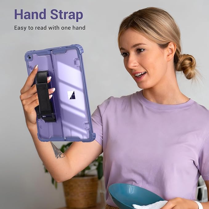 CoBak Rugged Case for Microsoft Surface Pro 12 2025 Shockproof Protective Cover with Hand Strap Multi-Angle Kickstand Built-in Stylus Holder Compatible with Type Cover Keyboard Clear Violet