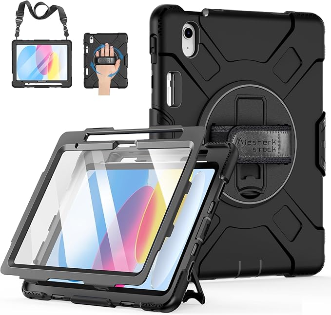 Case for iPad (A16) 11th/10th Generation Case: Protective Cover for iPad 11th Gen 11 Inch 2025 &amp10th Gen 10.9 2022 with Screen Protector- Stand- Shoulder Strap- Handle- Pencil Holder