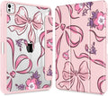 Mektron Case for M5/ M4 iPad Pro 11 inch 2025/2024 with Pencil Holder Compatible Models: A3357/A3358/A3359/A2836/A2837/A3006 Shockproof Cover Clear Shell Flowers-Bows-Pink