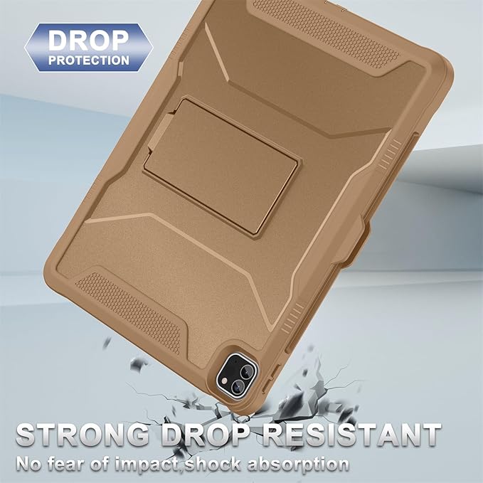 Soke Case for iPad Pro 12.9 Inch 6th/5th/4th Generation(2022/2021/2020 Release) Rugged Shockproof Protective Cover with Built-in Kickstand for Apple iPad Pro 12.9 - Light Brown