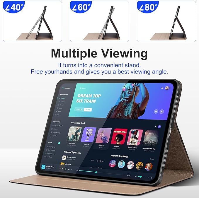Case for iPad A16 11th Gen 11 InchiPad 10th Gen. 10.9 InchLeather Folio Cover with Auto Wake/Sleep Adjustable Stand Shockproof and Multiple View Angles Protection Case-Dark Brown