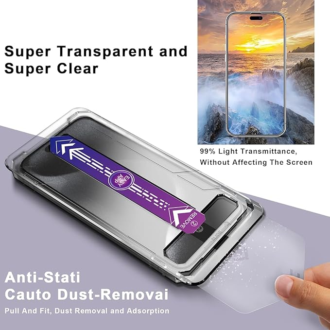 Screen Protector for iPhone 17 Pro Max 6.9-Inch 2 Pack 9H Tempered Glass HD Clear Full Cover Anti-Fingerprint Easy Installation