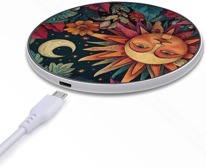 Sun and Moon Accompanying Phone Charger Magnetic Charging Pad Anti-Slip with USB Cable