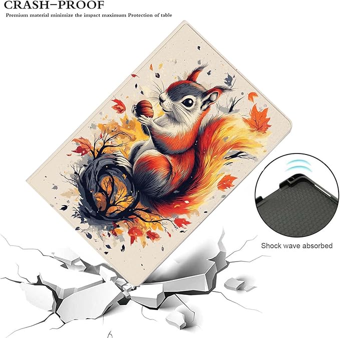 Case for Samsung Galaxy Tab A11 Plus/A9 Plus 11 Inch 2025/2023 CaseSlim Lightweight PU Leather Cover with Auto Wake/SleepAdjustable Viewing Angles.Maple Leaf Squirrel