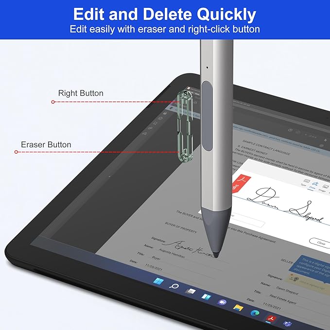 2025 New Surface Pen for Microsoft Surface Pro 11/10/9/8/7/6/5/4/3/XSurface Go/Book/Studio/Laptop4096 Pressure Sensitivity Windows Stylus PenUSB-C ChargingEraser &amp Right-ClickMagnetic Attract
