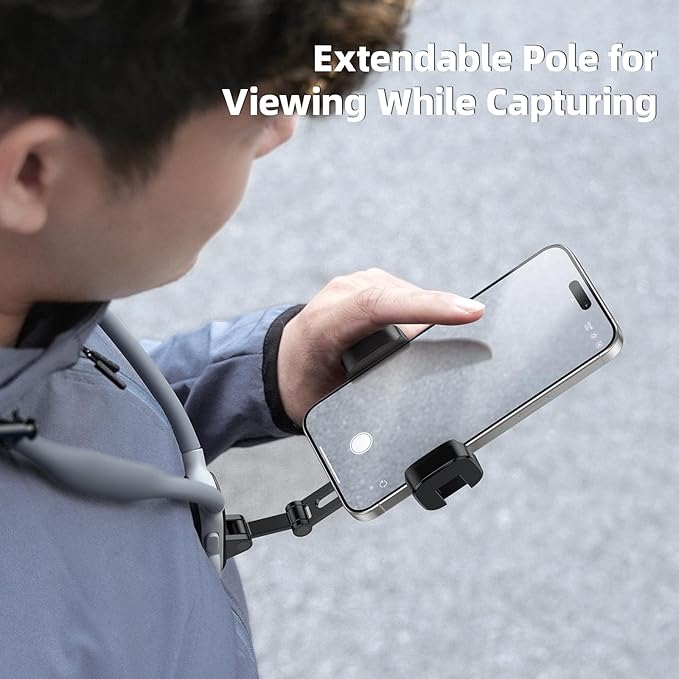 TELESIN° Neck Phone Holder POV/Vlog Neck Mount for Phones with Phone Clip Hands Free Phone Neck Holder w Chest Strap Neck Selfie Mount Video Recording for iPhone Samsung Google Pixel and All Phones