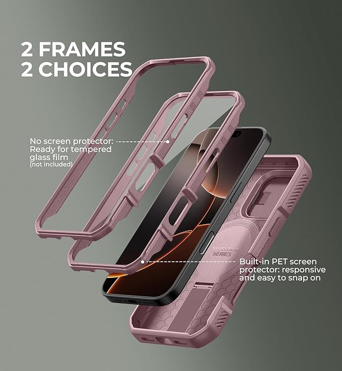 Dexnor for iPhone 16 Pro Case with Slide Camera Cover&ampAdjustable Kickstand &amp Built-in Screen ProtectorCompatible with MagSafe Shockproof Bumper Cases Heavy-Duty Magnetic Protective CoverPeon