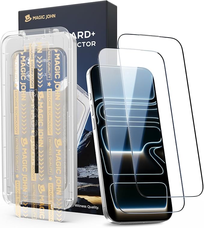 MAGIC JOHN 3rd Gen Upgraded for iPhone 17 Pro Screen Protector 6.3 InchHD ClearShatterproof Tempered FilmAuto Dust-EliminationBubble FreeEasy Installation2 Pack