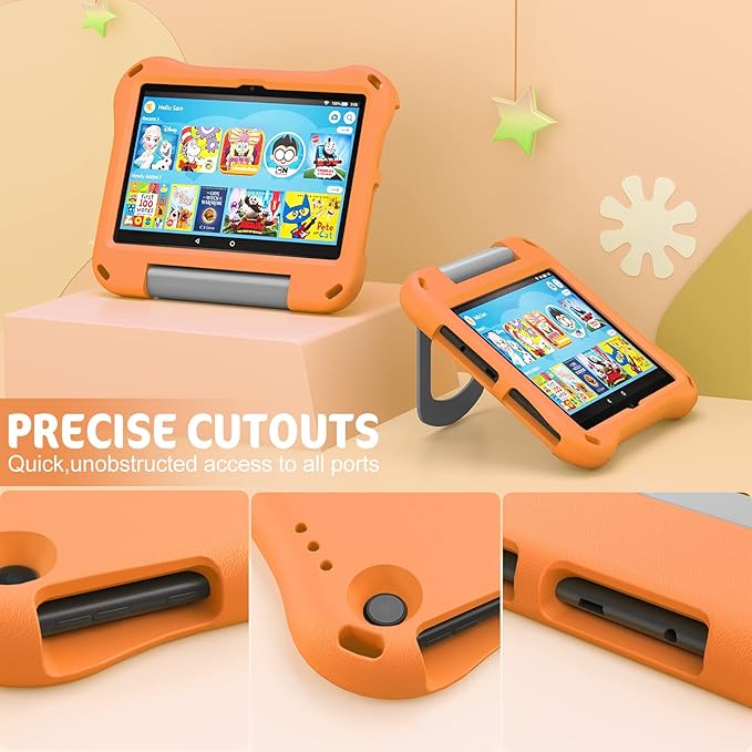 Tablet 8 inch Case Cover for KidsCompatible 2024/2022 8 Tablet CaseNot for iPad/Samsung/Onn/Andriod Tab - Auorld All-New Lightweit Shockproof EVA Case with Handle Stand for 8 inch Tablet-Orange