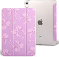 case for ipad 11th Generation11 Inch 2025 (A16 Chip) &amp 10th Gen 10.9 Inch 2022 - Slim Scratch-Resistant Hard PC Translucent Back Shell Smart Cover Wake/Sleep FunctionPink Purple Bow