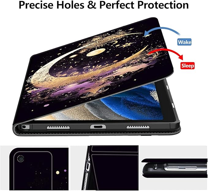 DIGTIALLL Case for Amazon Kindle Fire 7 Inch Tablet (9th/7th/5th Generation 2019/2017/2015 Release) PU Leather Smart Protective Cover with Auto Sleep/WakeTars and Moon