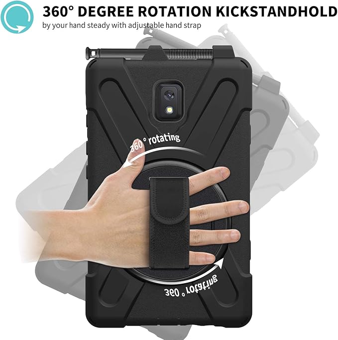 Case for Samsung Galaxy Tab Active 3 8 T570 T575 T577 Heavy Duty Shockproof Rugged 3 Layer Kids Durable Case with 360 Swivel Kickstand Shoulder Strap &amp Hand Strap