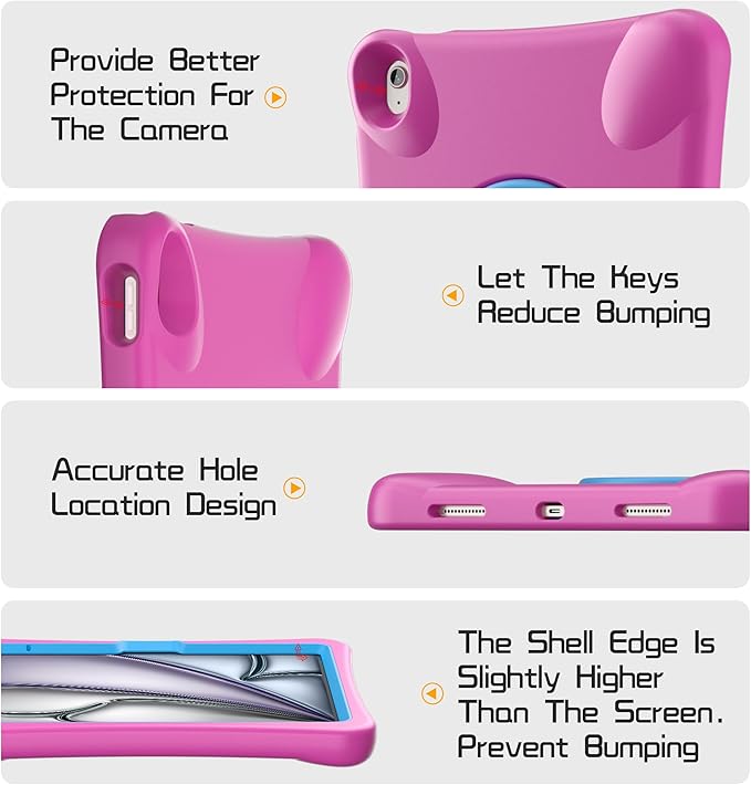 Pepkoo for iPad Air 13 inch Case for Kids with 360° Rotatable StandShockproof EVA Handle Cover for iPad Air 13 M3 2025 and M2 2024 Models