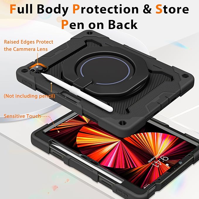 ROISKIN for iPad Air 11 inch M4/M3/M2 Case iPad Pro 11 inch 4th/3rd/2nd/1st GenerationiPad Air 5th/4th 10.9 inch CaseHeavy Duty Shockproof with 360 Stand Handle Shoulder Strap Pen Holder for Kids