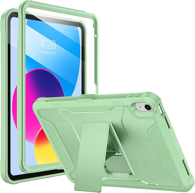Soke Case for iPad (A16) 11th Generation 11-inch 2025 iPad 10th Generation 10.9-inch 2022 with Built-in Screen Protector and Kickstand Rugged Full Body Protective Cover - Matcha Green