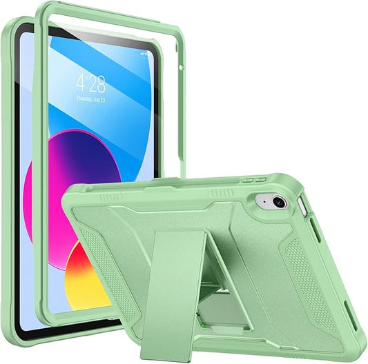 Soke Case for iPad (A16) 11th Generation 11-inch 2025 iPad 10th Generation 10.9-inch 2022 with Built-in Screen Protector and Kickstand Rugged Full Body Protective Cover - Matcha Green