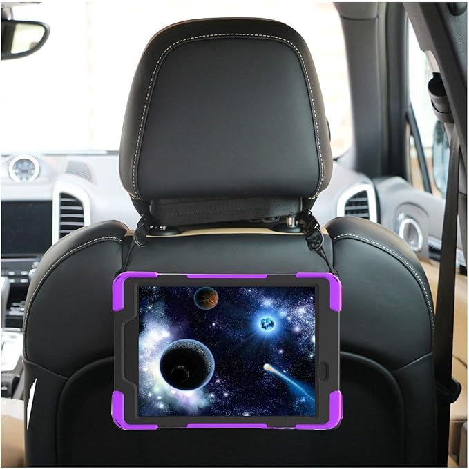 Case for Samsung Galaxy Tab A 9.7 2015 (SM-T550/T555/P550/P555)Portable Heavy Duty Dropproof Protective Cover Case with 360 Rotating StandHandle &amp Shoulder StrapStylus Pen (New Purple)