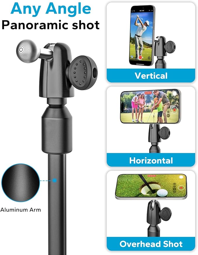 GDZN 57 Extendable Golf Monopod Selfie Stick - Magnetic Phone Holder for Golf Swing Training Golf Tripod with Stake Spike for Putting Recording and Training Aid Compatible MagSafe iPhone 17 16 15