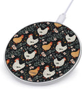 Rustic Chicken and Floral Wireless Charger Anti-Slip Wireless Charging Pad Slim Charger Mat for Men Women