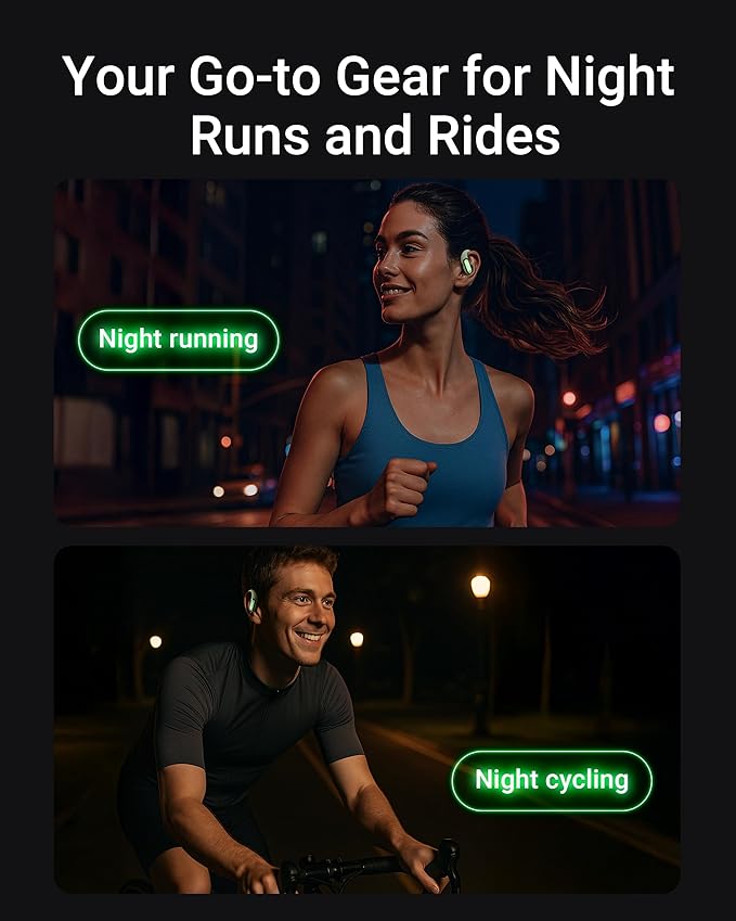 ACEFAST AceFit Pro Open-Ear Headphones Night Safety Mode for Sports Powerful Bass 7.6g Ultra-Comfort Bluetooth 5.4 30H Playtime with Digital Display IP54 Sports Earbuds for Running &amp Workout